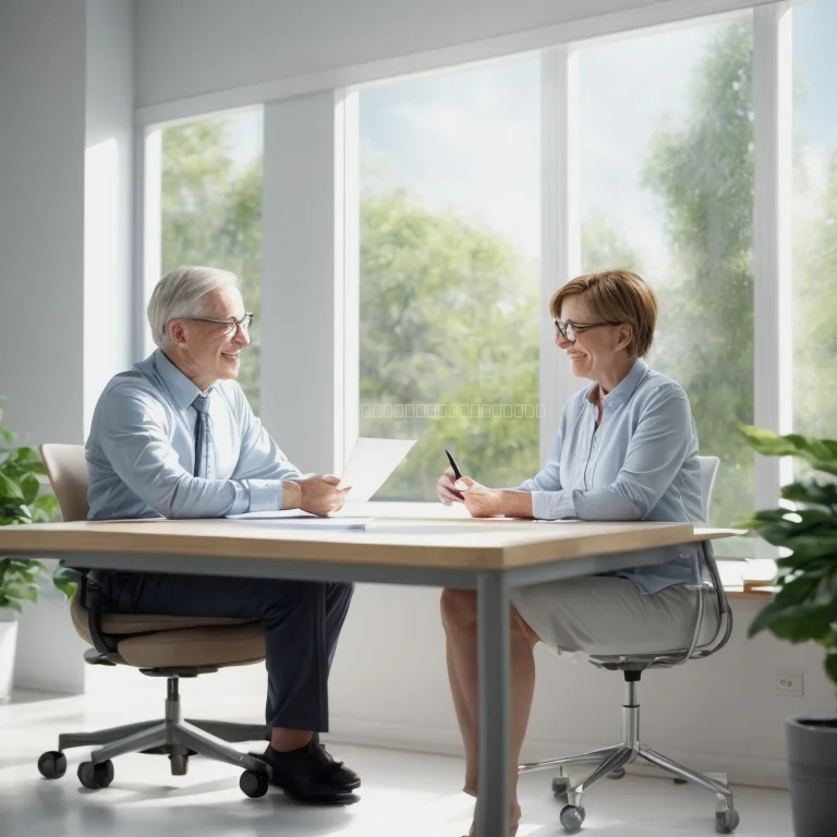 Senior reviewing documents