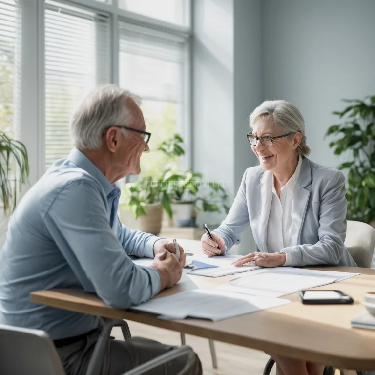 Retiree discussing policy details with consultant